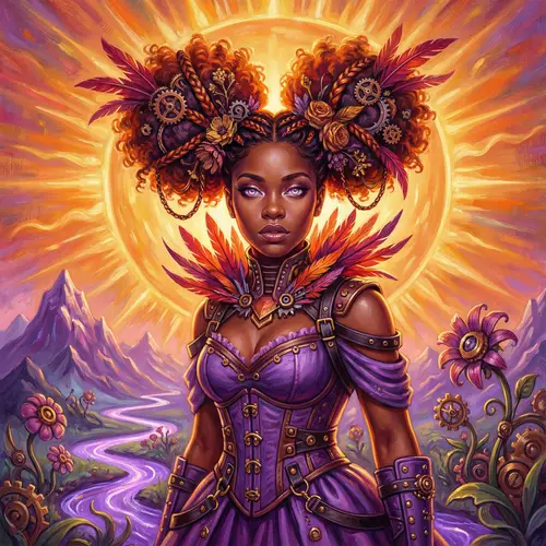 Breathtaking Ultra-Realistic Oil Painting of Afro-Steampunk Woman