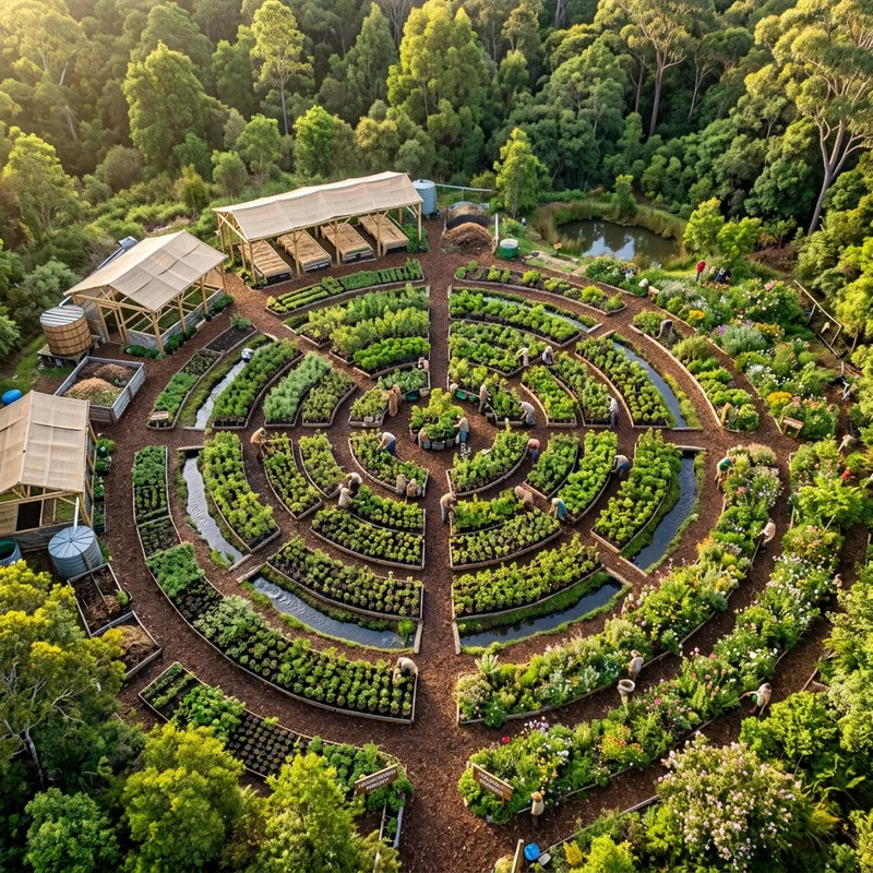 Lush Eco-Friendly Forest Nursery: Aerial View Lush Eco-Friendly Forest Nursery: Aerial View