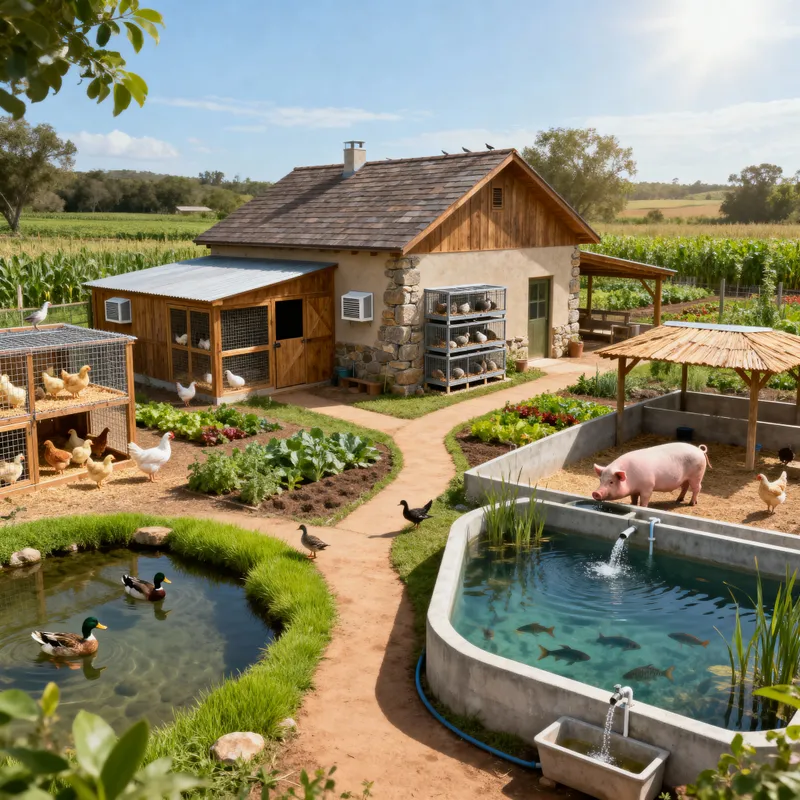Integrated Farmhouse Design for Livestock and Fish