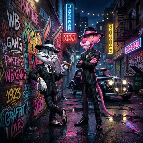 Bugs Bunny & Pink Panther: Gangster Style Art