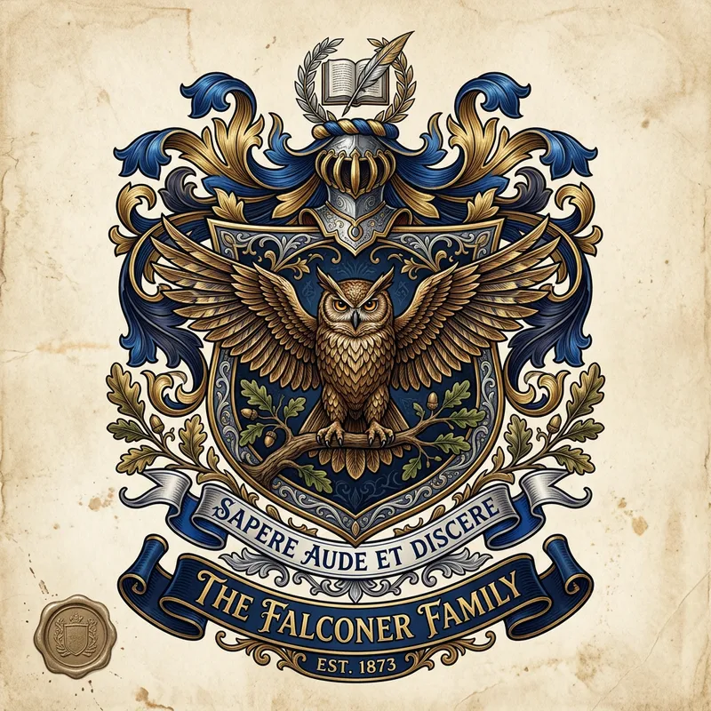 Detailed Owl Family Crest: A Symbol of Wisdom & Knowledge