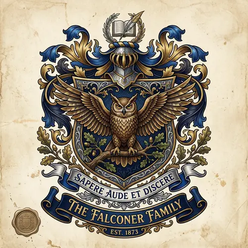 Majestic Owl Family Crest in Bronze Hues