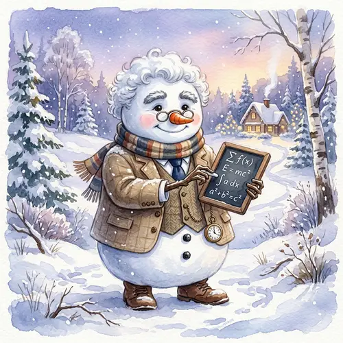 Intellectual Snowman Watercolor Painting | Winter Landscape Art
