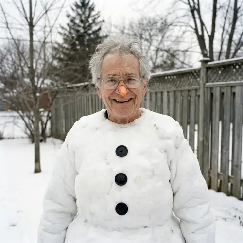 Snowman Outfit on Elder Male Figure - Photorealistic Portrait
