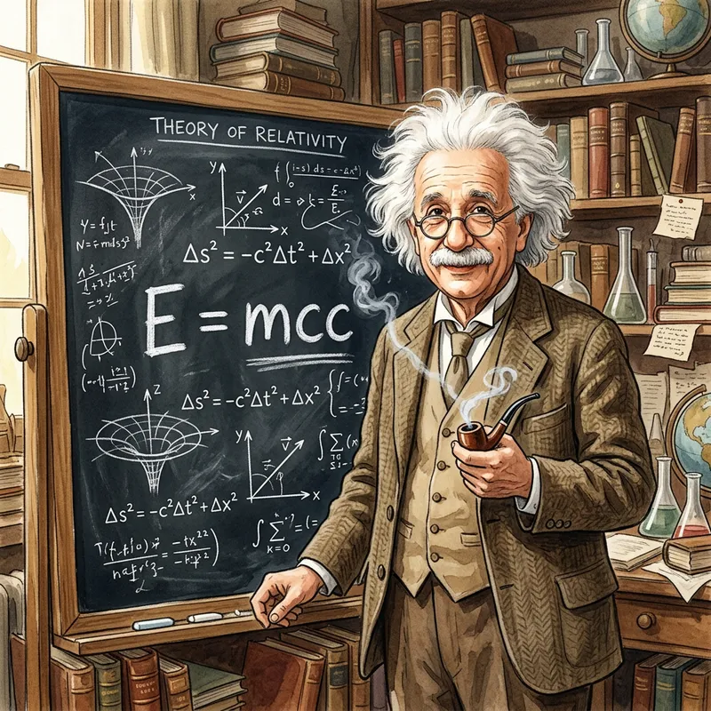 Einstein with White Hair and Pipe | Iconic Equation 'E=mc2' Einstein with White Hair and Pipe | Iconic Equation 'E=mc2'