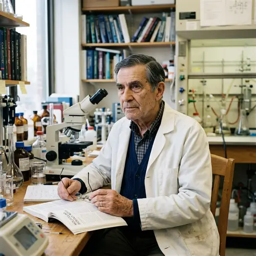 Elderly Scientist with Thoughtful Expression | Portrait Photo