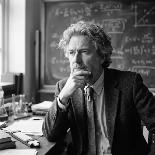 Male Physicist with Tousled Grey Hair - Vintage Portrait