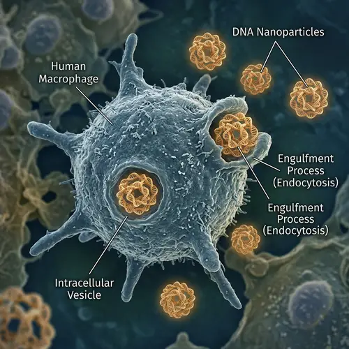 Human Cells Engulfing DNA Nanoparticles
