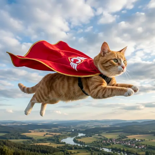 Flying Cat with Cape: Incredible Image