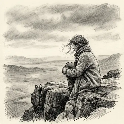 Melancholic Solitude | Monochrome Pencil Sketch