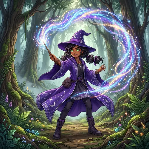 13-Year-Old South Asian Anime Witch Casting Magical Spell