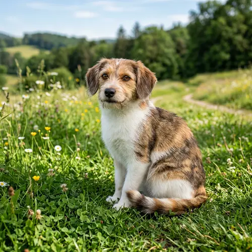 Cat-Dog Hybrid in White and Brown Patches