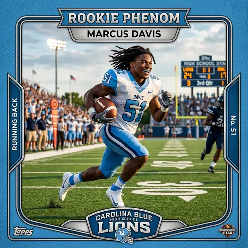 Dynamic African American Football Player in Action #51