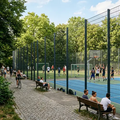 Vibrant Street Sports Field for Soccer & Basketball