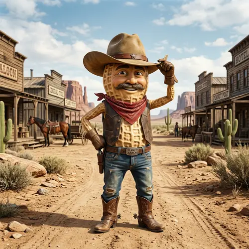Cowboy Peanut Figure in Wild West Desert Scene