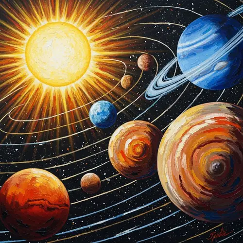 Vibrant Solar System Painting Art