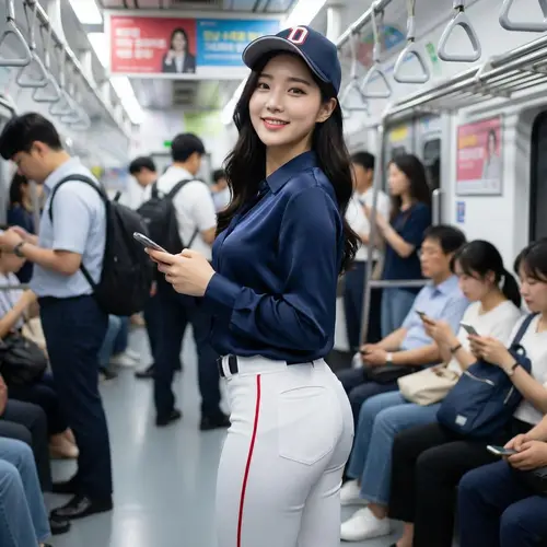 Korean Influencer in Chic Subway Style