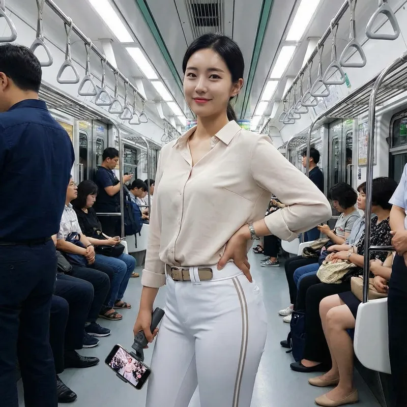 Korean Influencer Stuns in Tight Subway Outfit