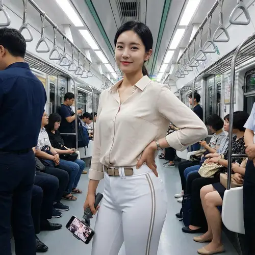 Korean Influencer Stuns in Tight Subway Outfit