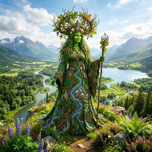 Majestic Green Earth King | Nature-Inspired Crowned Figure