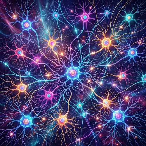 Abstract Neurons Art: Colorful Neural Network Depiction