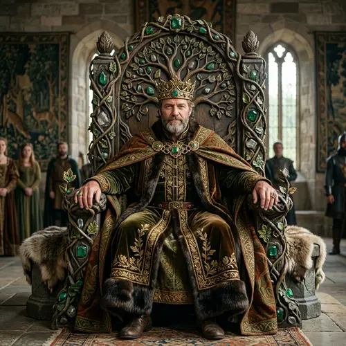 Male King of Earth: Royal Leader on Earth-Themed Throne