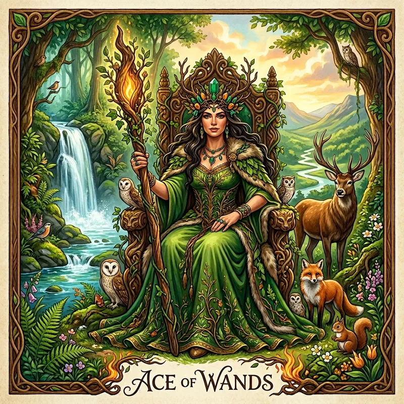 Earthy Queen - Majestic Queen of Wands Tarot Card Interpretation