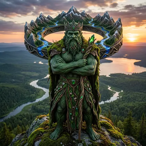 Green Earth King with Mountains & Rivers Crown