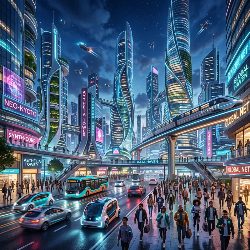 Futuristic Cityscape: Innovative High-Tech Buildings