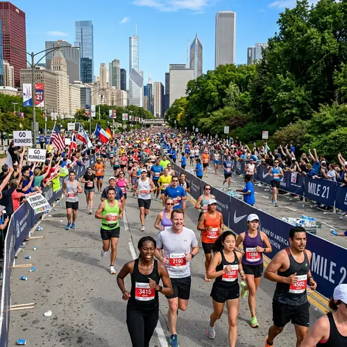 Realistic Marathon Image - Diverse Runners in Action