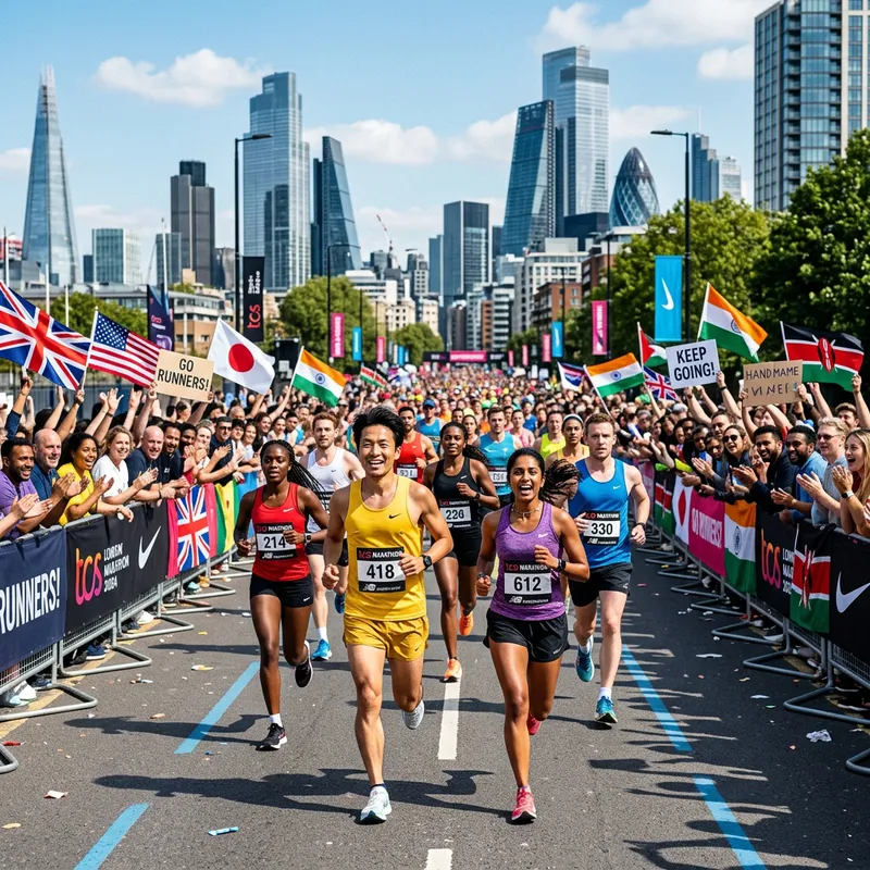 Diverse Group Marathon Runners Embrace City Challenge | Event 2023 Diverse Group Marathon Runners Embrace City Challenge | Event 2023