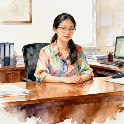 Watercolor Portrait of a Professional Lady in Office