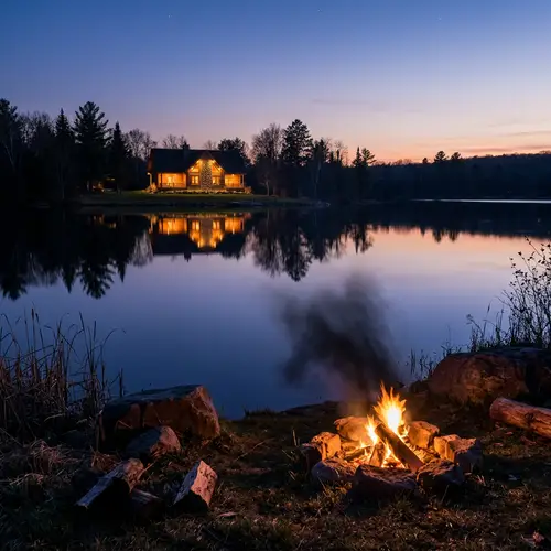 Tranquil Lake House Reflection Amidst Radiant Glow