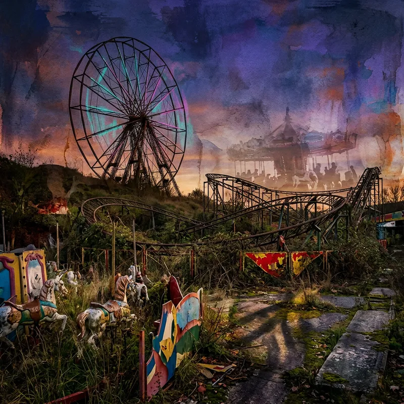 Abandoned Amusement Park: Surreal Beauty Captured