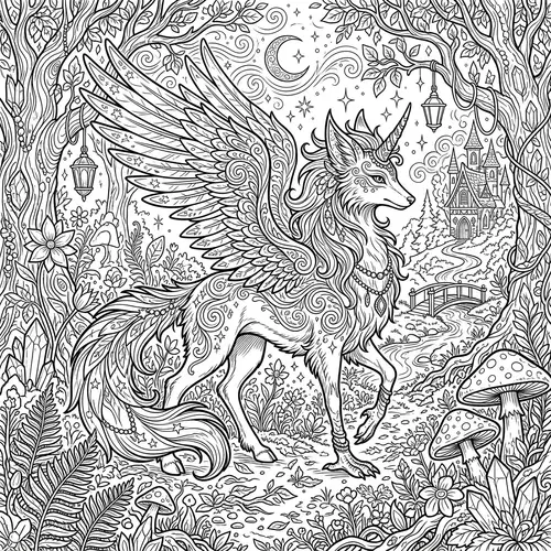 Magical Enchanted Creature Coloring Page