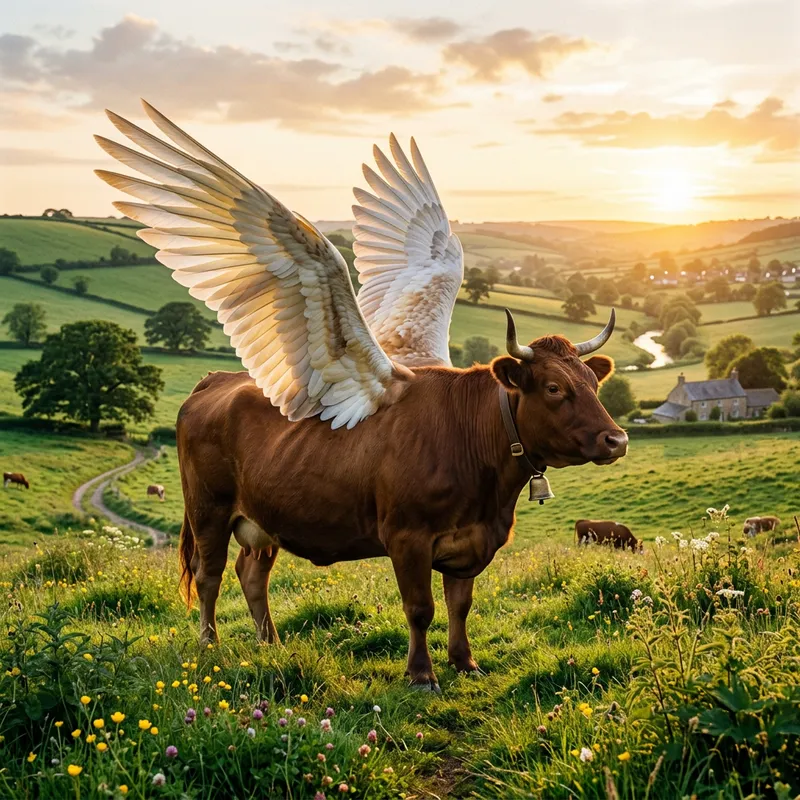 Enchanting Winged Cow - Iconic Nature's Beauty