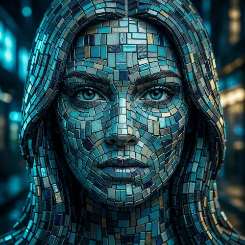 Surreal Mosaic Portrait of a Woman