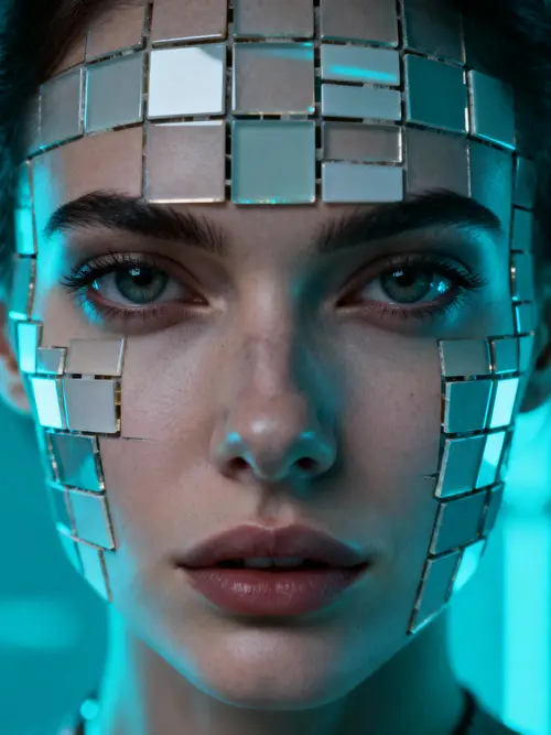 Surreal Mosaic Portrait of a Woman