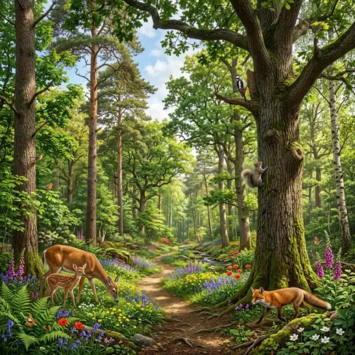 Explore a Lush Forest with Colorful Wildlife