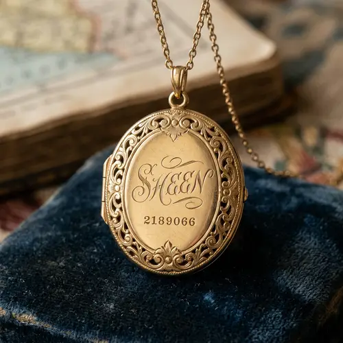 Gold Locket with Sheen Name Engraving