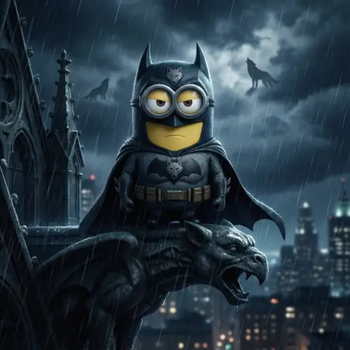 Minion as Batman: Rainy Night Adventure