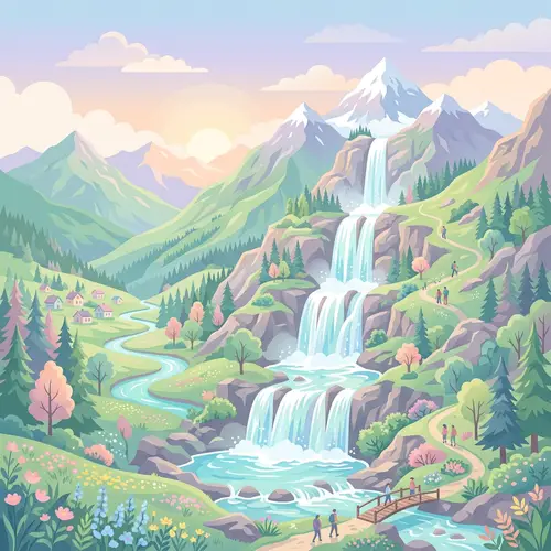 Mountain Waterfall - Tranquil Nature Scene