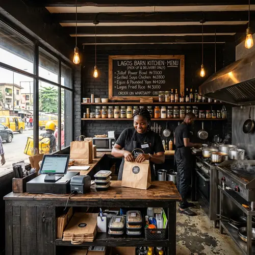 Black Barn-Styled Kitchen for Pick-Up and Delivery in Lagos