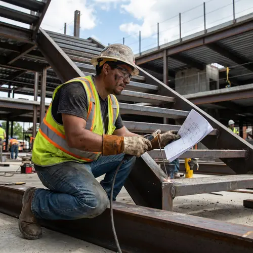 Steel Staircase Construction by Skilled Worker