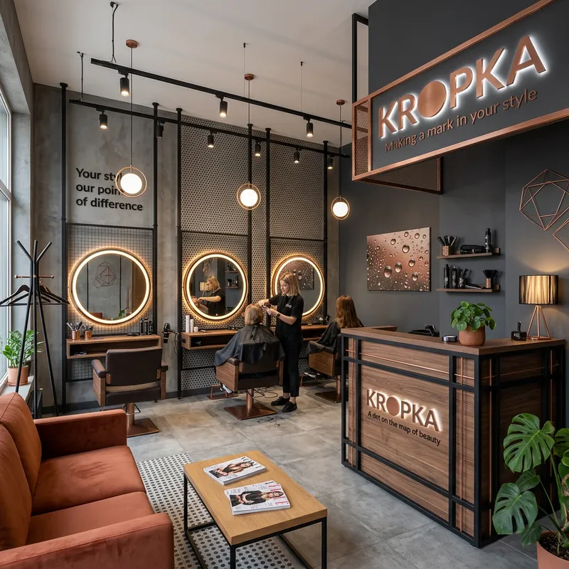 Stylish Hair Salon Design with Dot-Themed Interior | KROPKA
