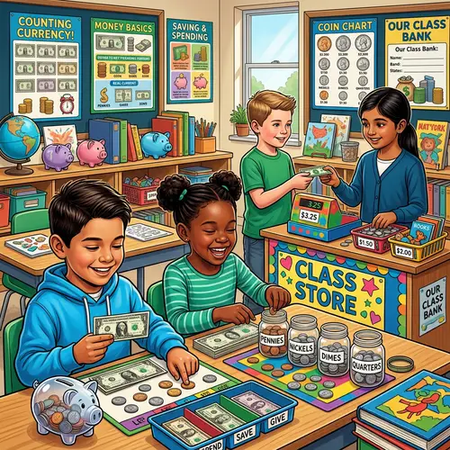 Realistic Money Illustrations for Kids | Colorful Educational Art