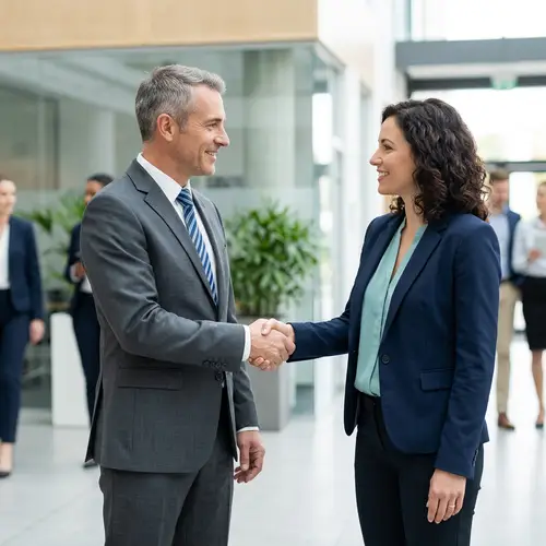 Two Figures Handshake Symbolizing Unity