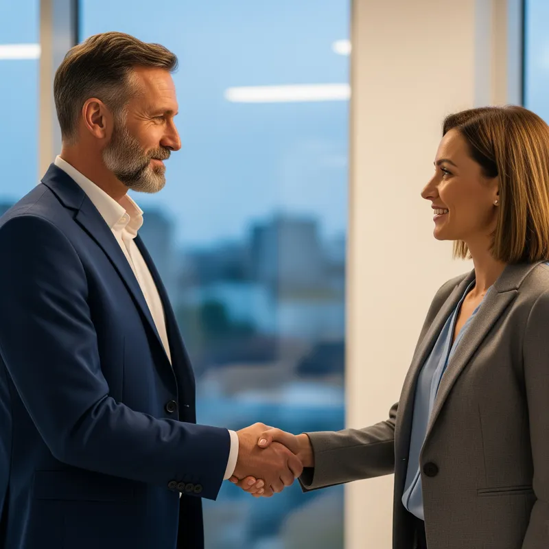 Two Figures Handshake Symbolizing Unity