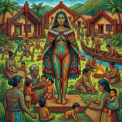 Maori Goddess of Humankind - Vibrant Traditional Art Depiction