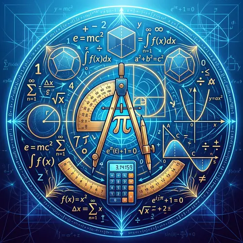 Mathematics Profile Picture: Symbols, Equations & Tools in Blue Gradient